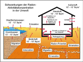 Illustration Schwankeungen der Radonkonzentration